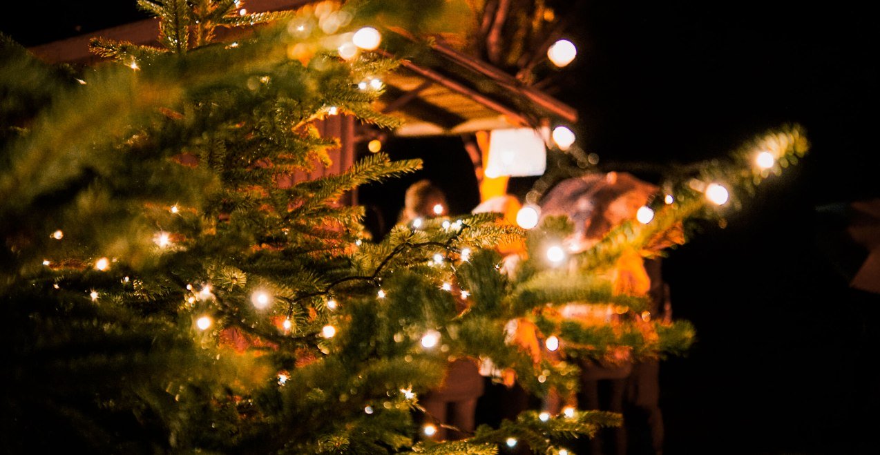 Beleuchteter Tannenbaum auf dem Adventsmarkt Schwindegg, © Inn-Salzach Tourismus