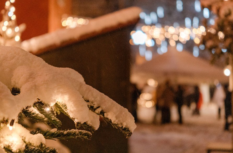 Schneebedeckter Ast beim Advent in den Grüben Burghausen, © Inn-Salzach Tourismus